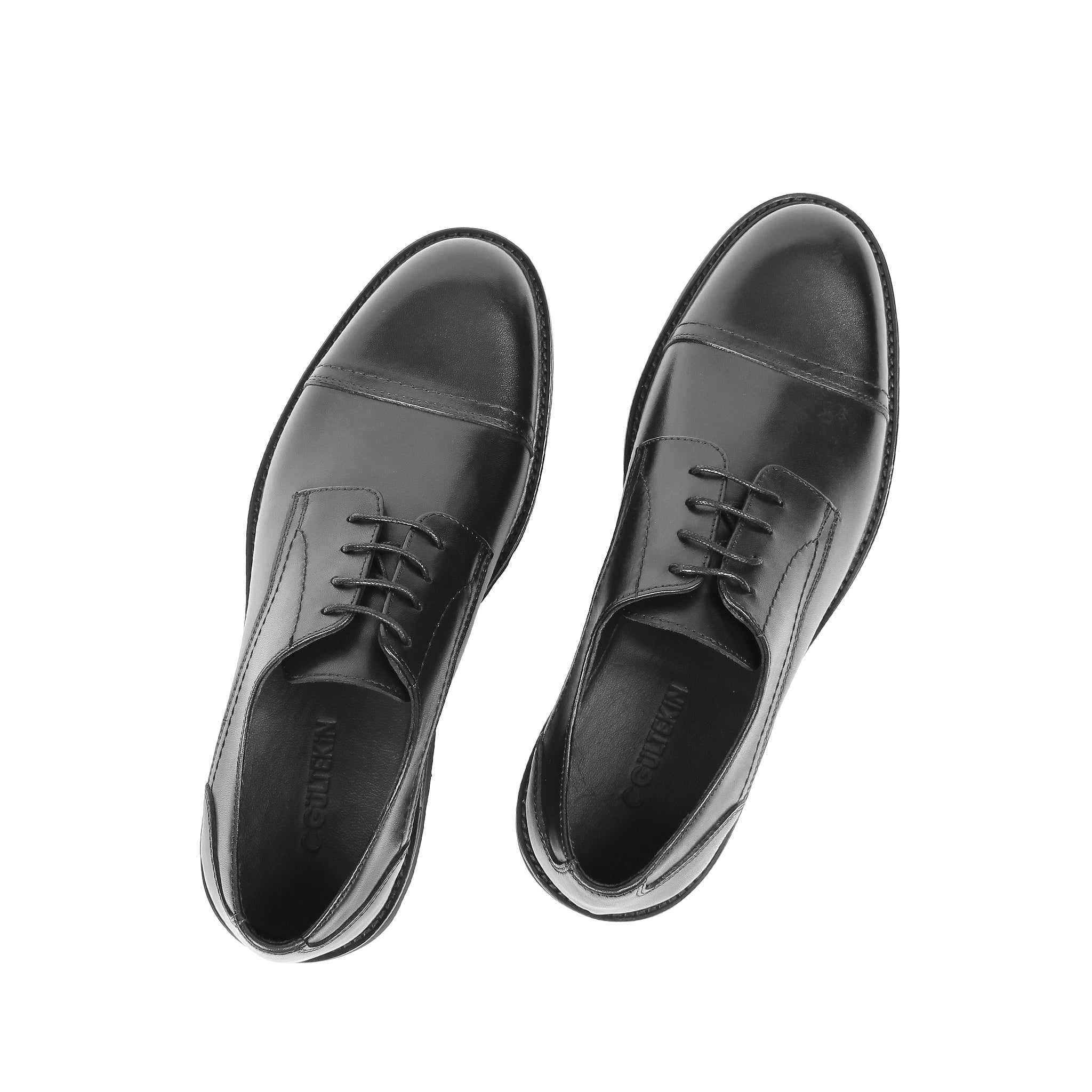 Herren Derby-Schuhe aus schwarzem Glattleder mit Kappnaht und EVA-Sohle (395-2888)