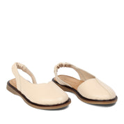 Women's Beige Leather Sandals with Adjustable Buckle (541-23074)