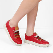 Damen Rote Leder Freizeit-Sneaker zum Hineinschlüpfen (748-31406)