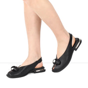 Women's Black Leather Sandals with Adjustable Buckle (784-41605)