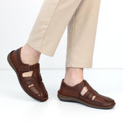 Men’s Brown Leather Fisherman Sandals – Breathable Summer Shoes (763-5301)