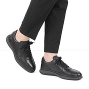 Herren Sneaker aus schwarzem Leder mit Schnürung (550-4764)