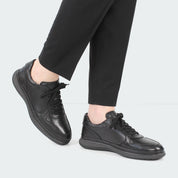 Men’s Black Leather Lace-Up Comfort Sneakers (550-4764)