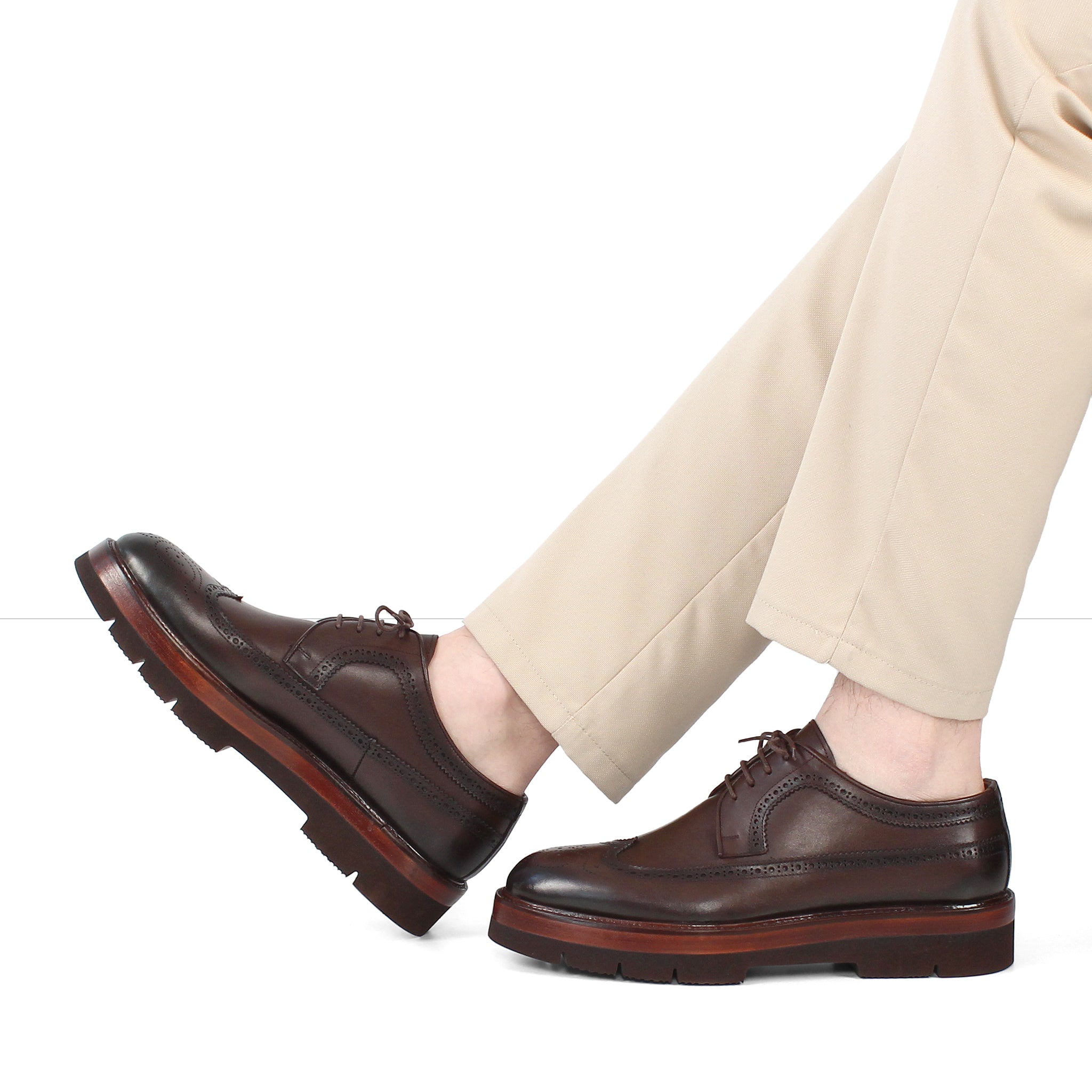Herren Brogue-Schnürschuhe aus braunem Leder mit EVA-Sohle (747-4545)