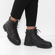 Herren Schwarze Lederstiefel mit Warmfutter (550-795)