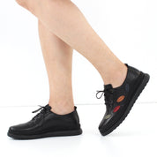 Damen Schwarze Leder-Freizeitschuhe (719-27320)