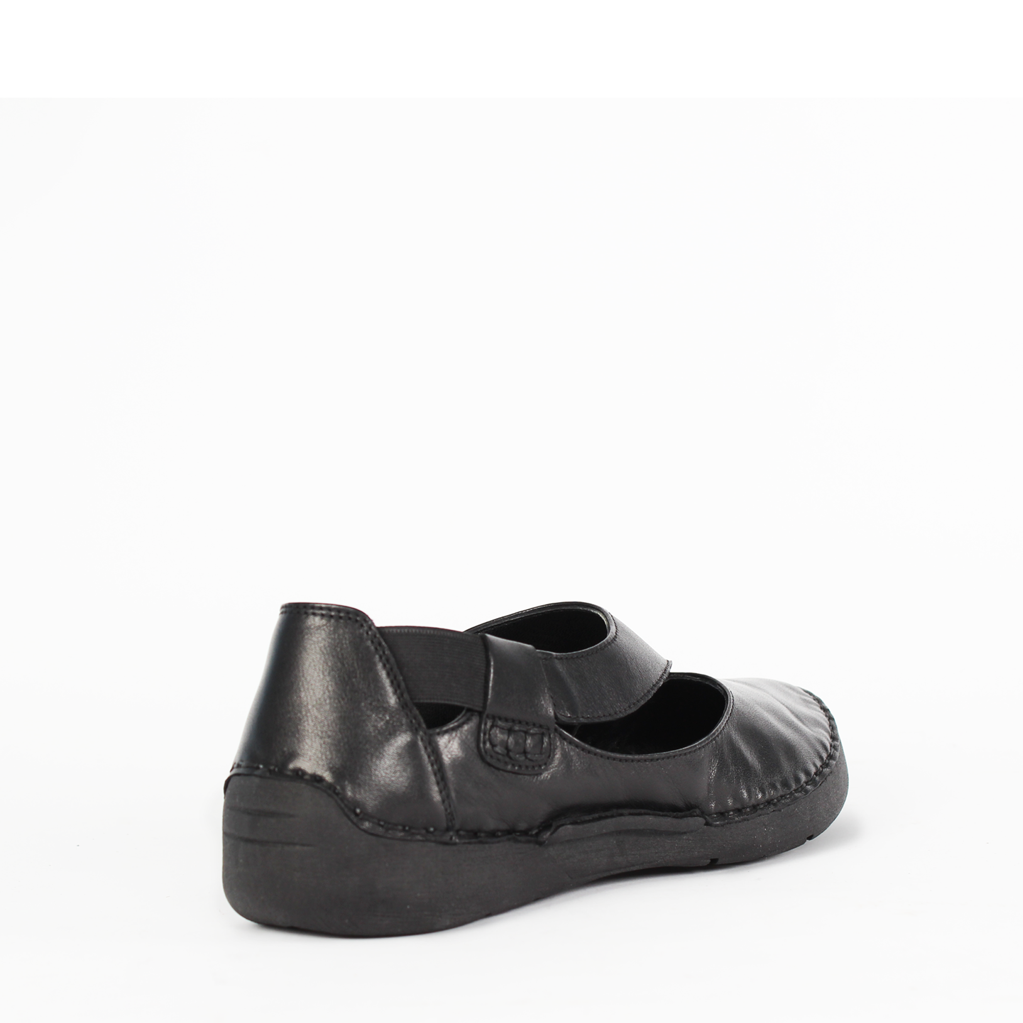Damen Schwarze Leder-Ballerinas mit Komfort-Absatz (383-20964)