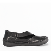 Damen Schwarze Leder-Ballerinas mit Komfort-Absatz (383-20964)