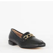 Women's Black Leather Loafers (686-29200)