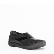 Damen Schwarze Leder-Ballerinas mit Komfort-Absatz (383-20964)
