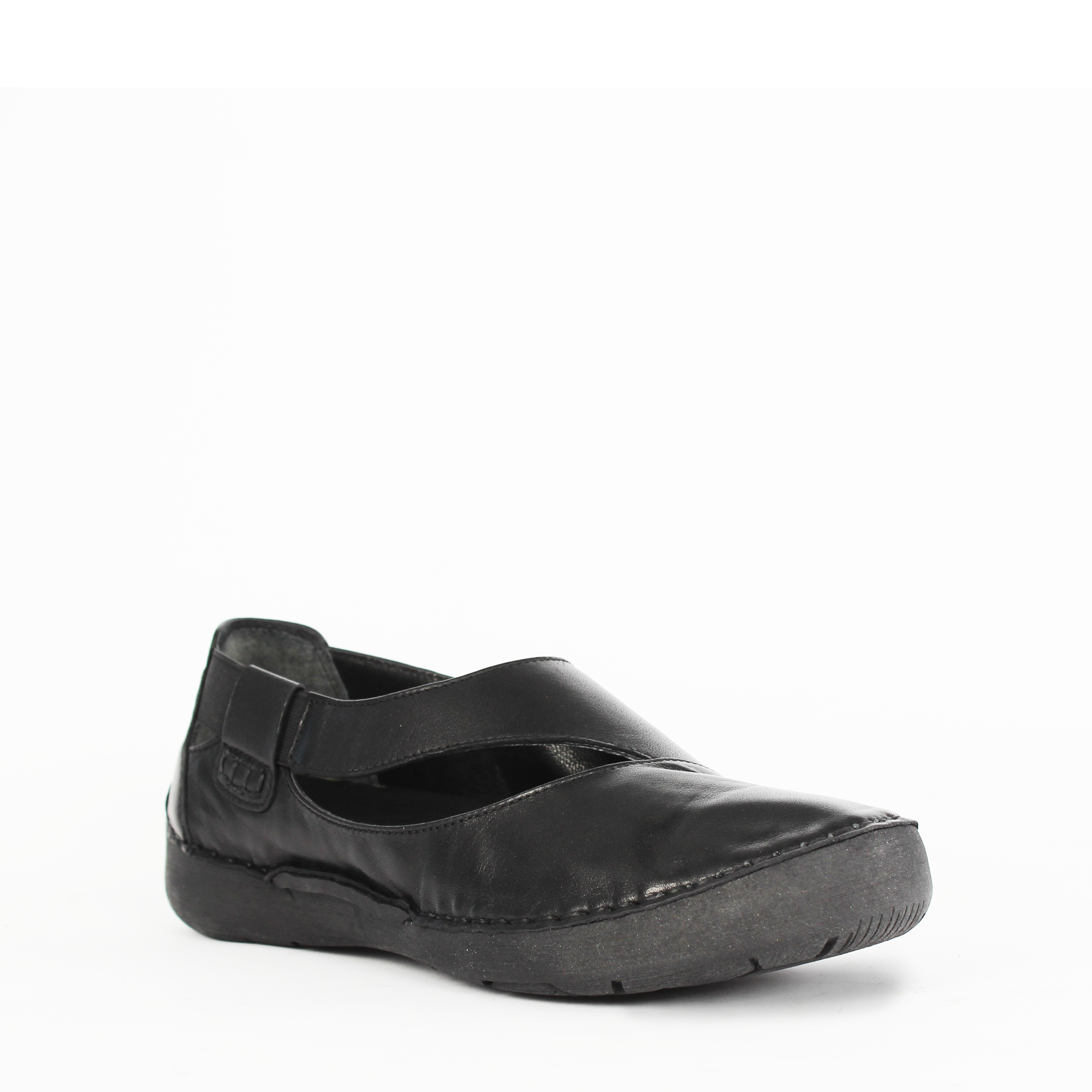 Damen Schwarze Leder-Ballerinas mit Komfort-Absatz (383-20964)