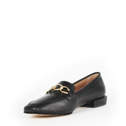 Women's Black Leather Loafers (686-29200)