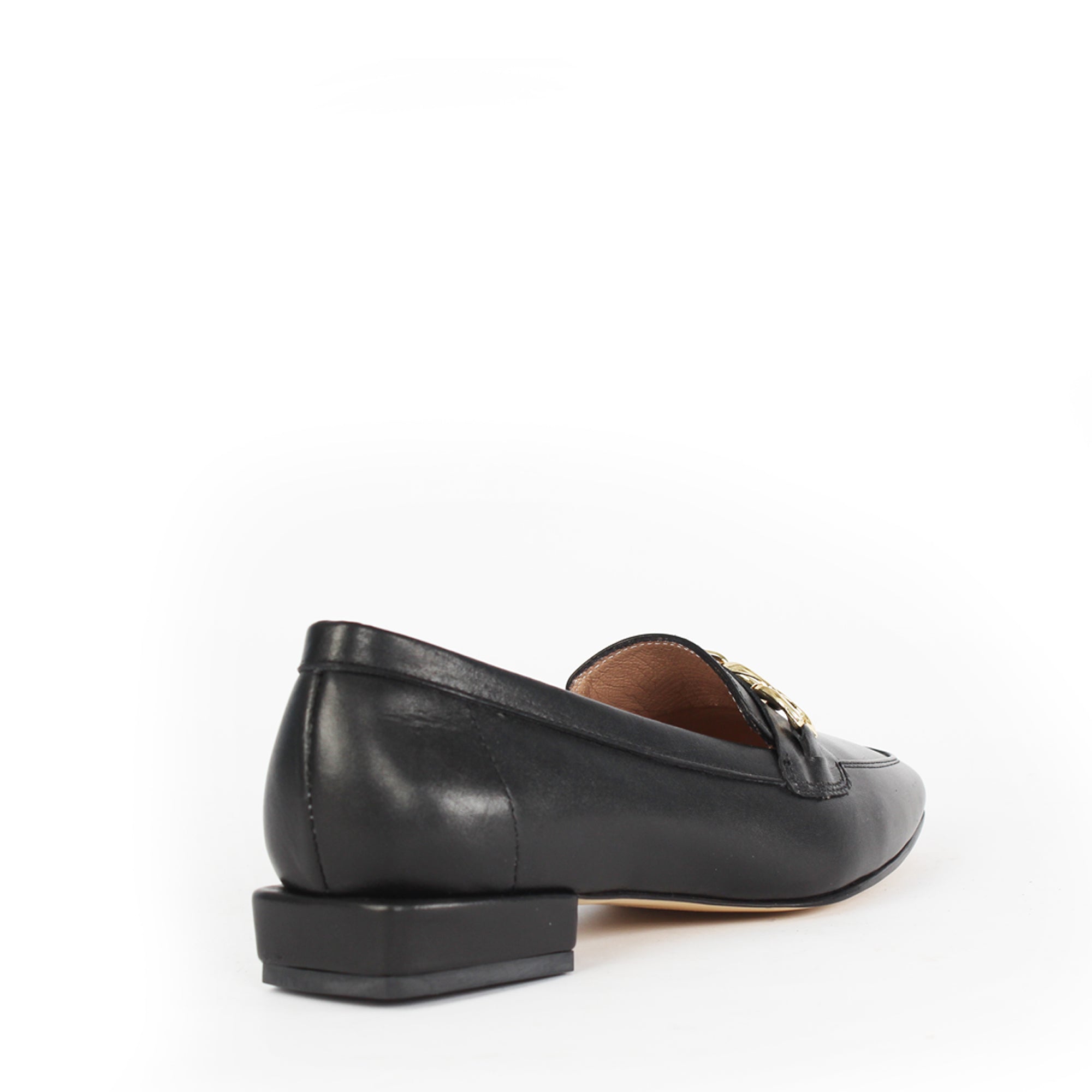 Women's Black Leather Loafers (686-29200)