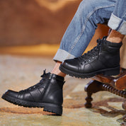 Herren Schwarze Leder-Boots mit Warmfutter (550-769)
