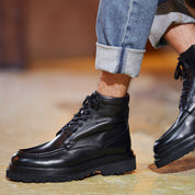 Herren Schwarze Lederstiefel mit Warmfutter (395-2863)