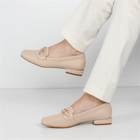 Damen Beige Leder-Loafer (686-29200)
